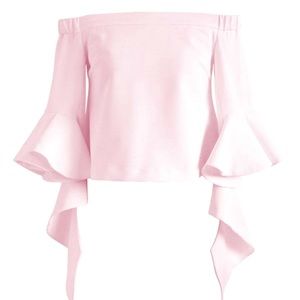 NWT CHICWISH Ethereal Frilling Off-Shoulder Top In Pink